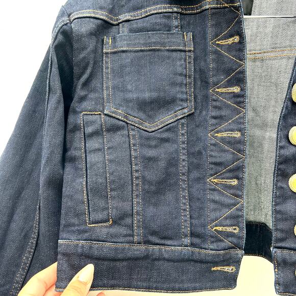 New Marciano By Guess Kylie Denim Jacket Cropped Dark Wash Small 4 Boxy 40 - Picture 10 of 14